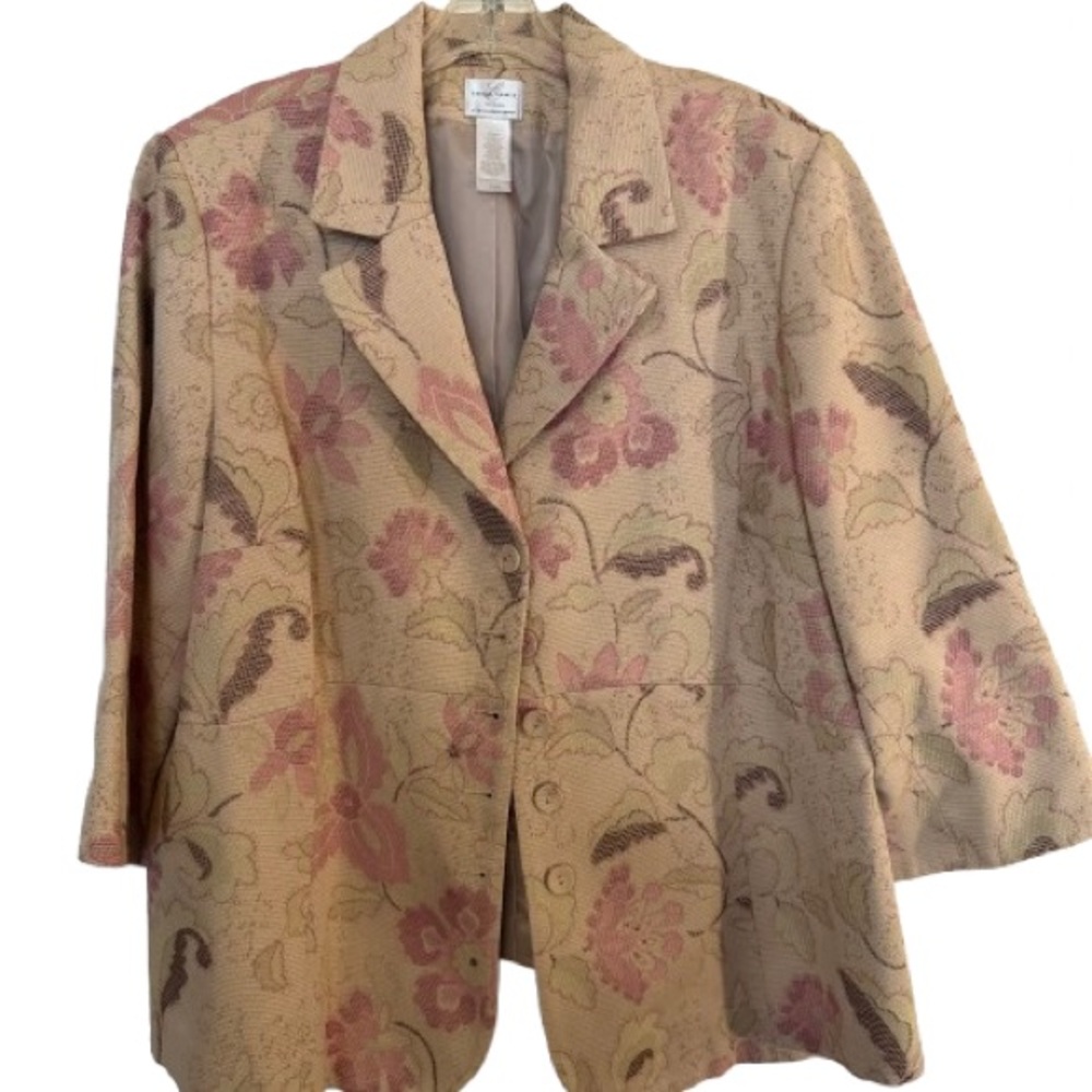 Liz Claiborne Beige and Pink Floral Blazer